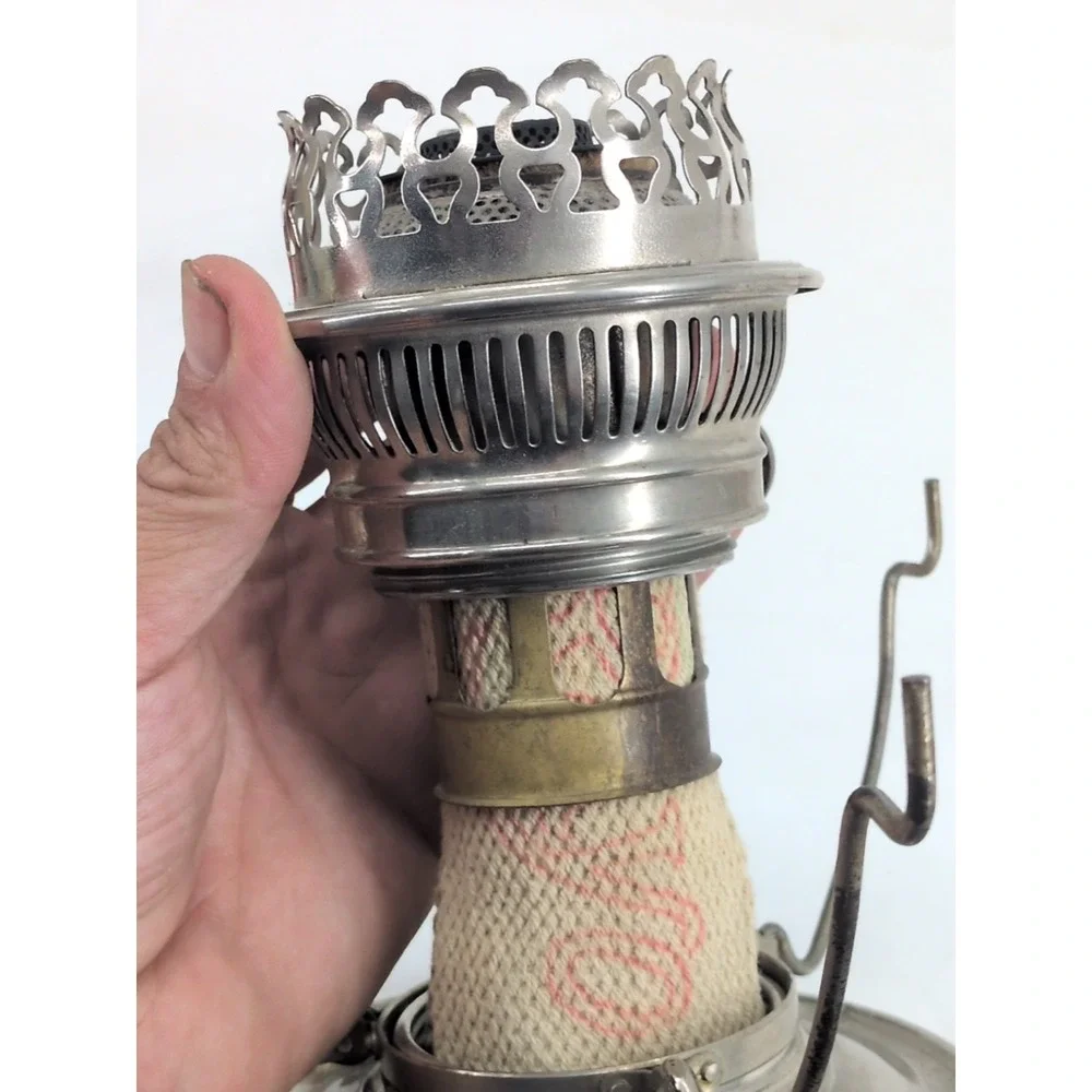 Antique Rayo Nickel Plated Kerosene Oil Lamp Center Draft